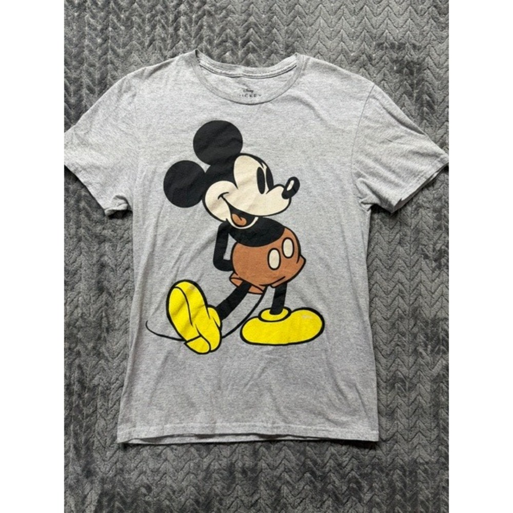 Disney Mickey Mouse Graphic T-Shirt Gray Short Sleeve Crewneck Small 0544